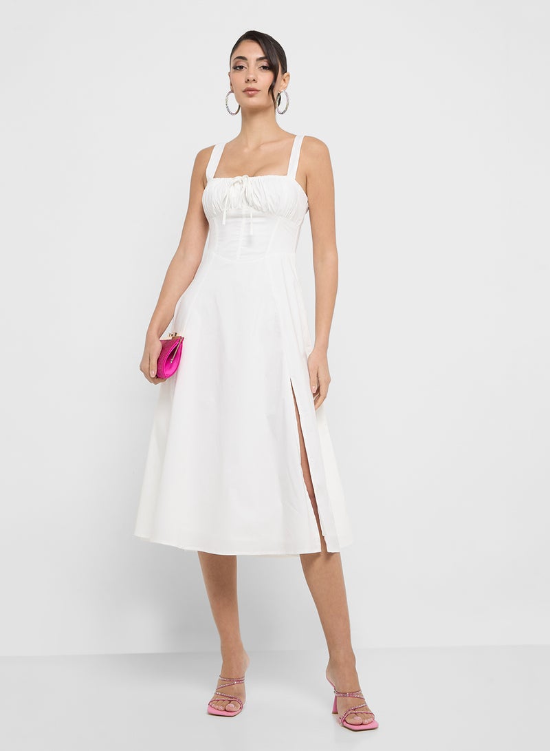 Ginger White Cotton Midi Dress - Image 4