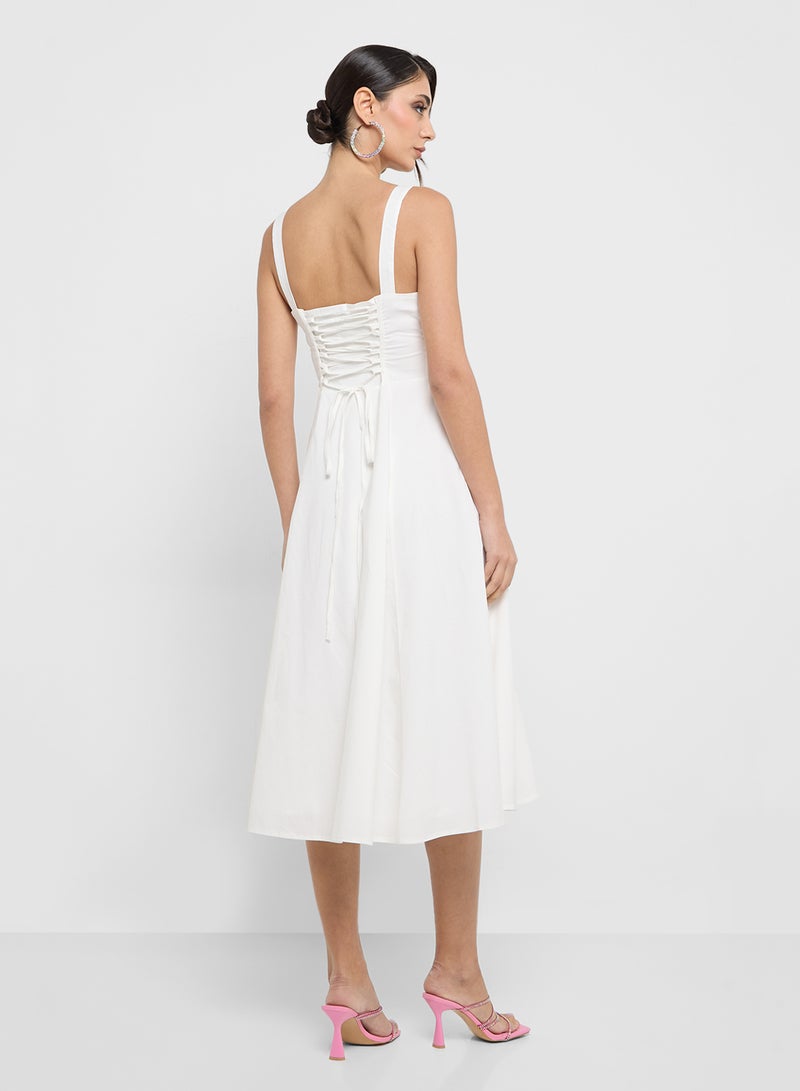 Ginger White Cotton Midi Dress - Image 2