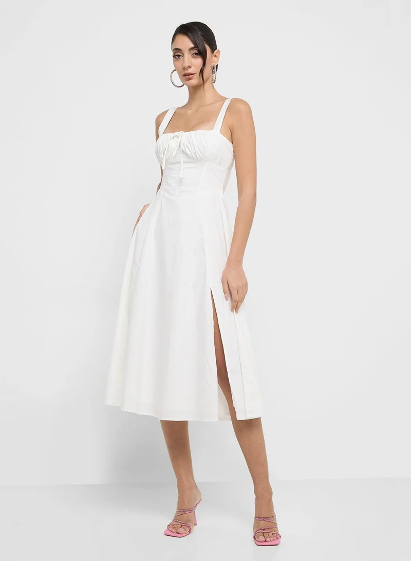 Ginger White Cotton Midi Dress
