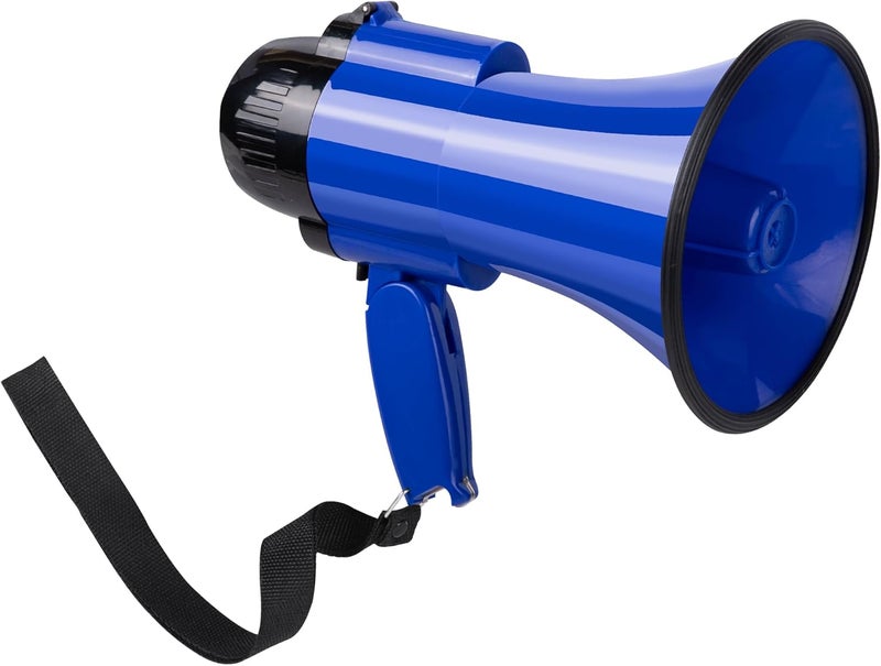 Loudmore 30 Watt Power Portable Megaphone Bullhorn Speaker Voice, Siren/Alarm and 240S Recording with Volume Control and Strap (Blue) - Image 1