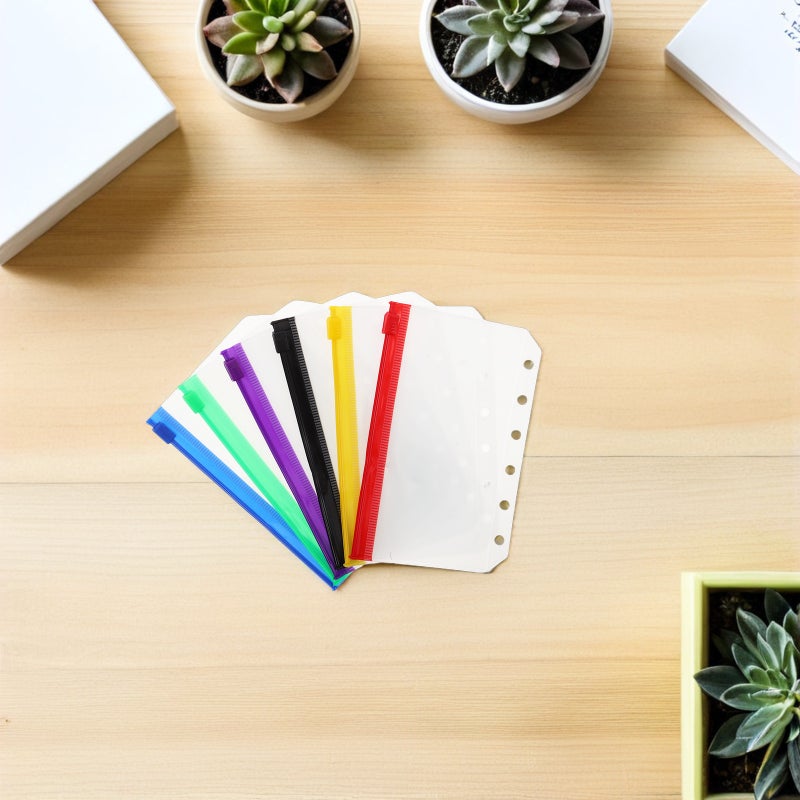 36pcs Binder Pockets: 6 Holes Zipper Binder Pouch Insert Pages Sheet Protectors Loose Leaf Bags Pvc Document Folders Filling Bags - Image 2