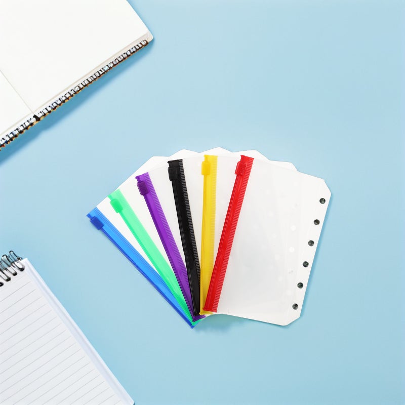 36pcs Binder Pockets: 6 Holes Zipper Binder Pouch Insert Pages Sheet Protectors Loose Leaf Bags Pvc Document Folders Filling Bags - Image 4