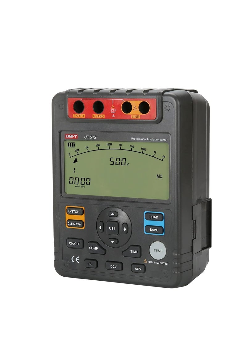 UNI-T UT512 Digital Insulation Resistance Tester, High Voltage 1000V, Accurate Insulation Resistance Measurement for Electrical Systems and Equipment
