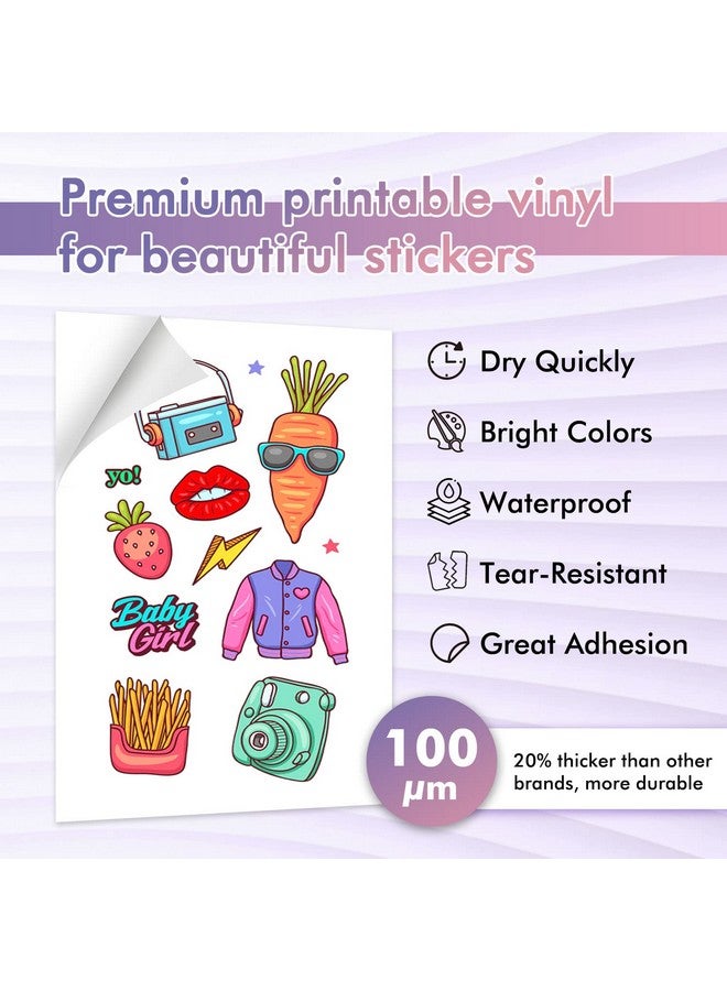 KOALA PAPER Koala Printable Vinyl Sticker Paper For Inkjet Printer 50 Sheets White Glossy Sticker Paper Waterproof Sticker Printer Paper 8.5X11 Inch Tearresistant Removable - Image 2