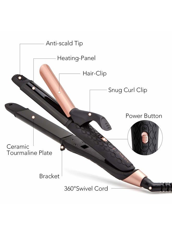 amovee Travel Curling Iron, Hair Straightener and Curler in One, Flat Iron Curling Iron in One, Dual Voltage Europe Travel Essentials for Women(Black) - Image 5