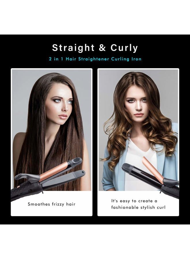 amovee Travel Curling Iron, Hair Straightener and Curler in One, Flat Iron Curling Iron in One, Dual Voltage Europe Travel Essentials for Women(Black) - Image 4
