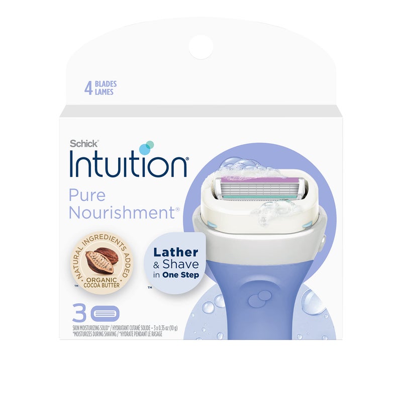 Intuition Schick Intuition Pure Nourishment Womens Razor Refills with Coconut Milk and Almond Oil, 3 Count (Pack of 1) - Image 1