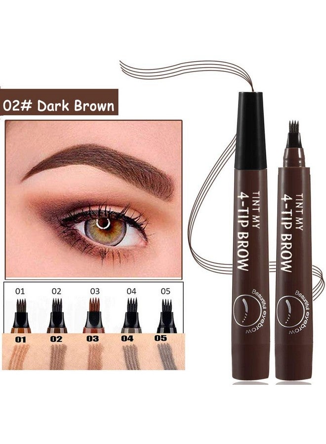 QUEMISS Eyebrow Pen Microblading 4 Fork Tip Eyebrow Pencil Creates Lasting MakeUp Professional Natural Brow Pen Cover Sparse Areas Daily Waterproof 3D Brow Pencil (02#Dark Brown) - Image 4
