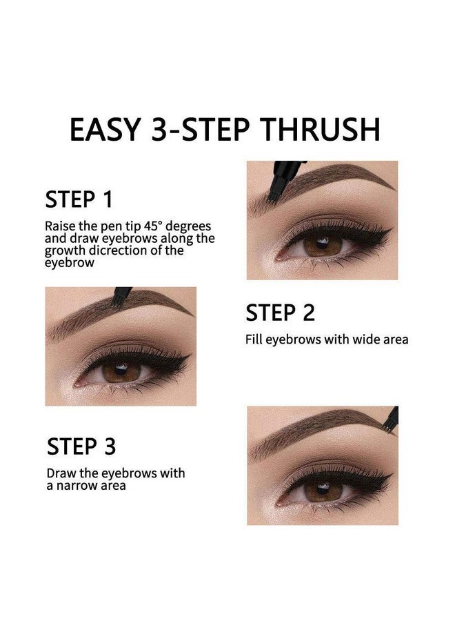 QUEMISS Eyebrow Pen Microblading 4 Fork Tip Eyebrow Pencil Creates Lasting MakeUp Professional Natural Brow Pen Cover Sparse Areas Daily Waterproof 3D Brow Pencil (02#Dark Brown) - Image 5