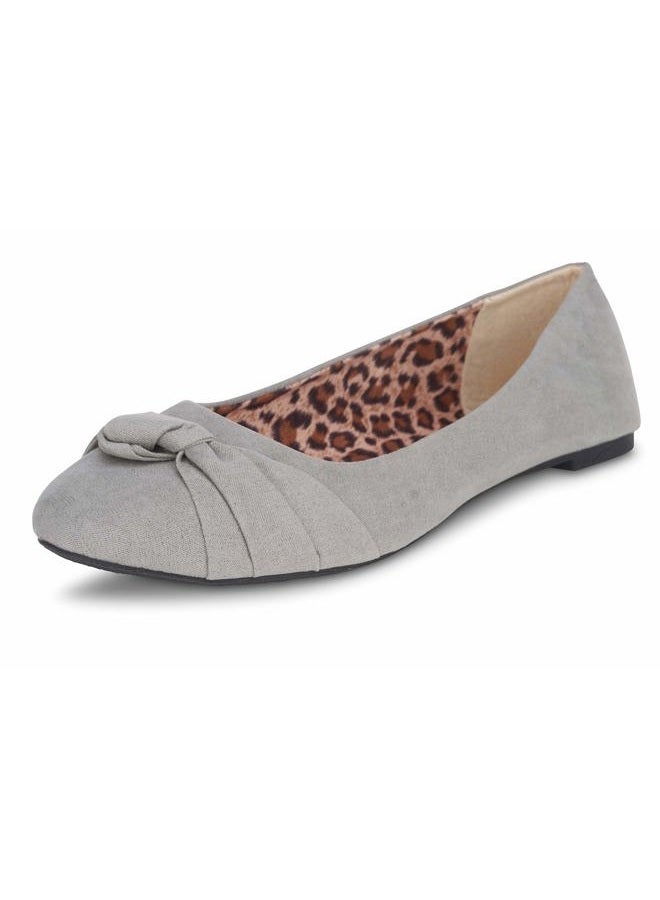 Epic Step Women's Flats with Knot Front Cute Ballet Flats for Women Casual or Dressy Shoes for Women Comfortable Flats Womens Shoes, Grey, 7 - Image 1