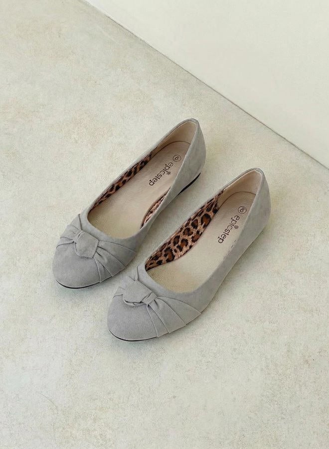 Epic Step Women's Flats with Knot Front Cute Ballet Flats for Women Casual or Dressy Shoes for Women Comfortable Flats Womens Shoes, Grey, 7 - Image 4