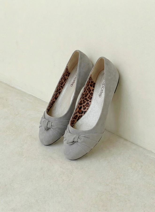 Epic Step Women's Flats with Knot Front Cute Ballet Flats for Women Casual or Dressy Shoes for Women Comfortable Flats Womens Shoes, Grey, 7 - Image 5