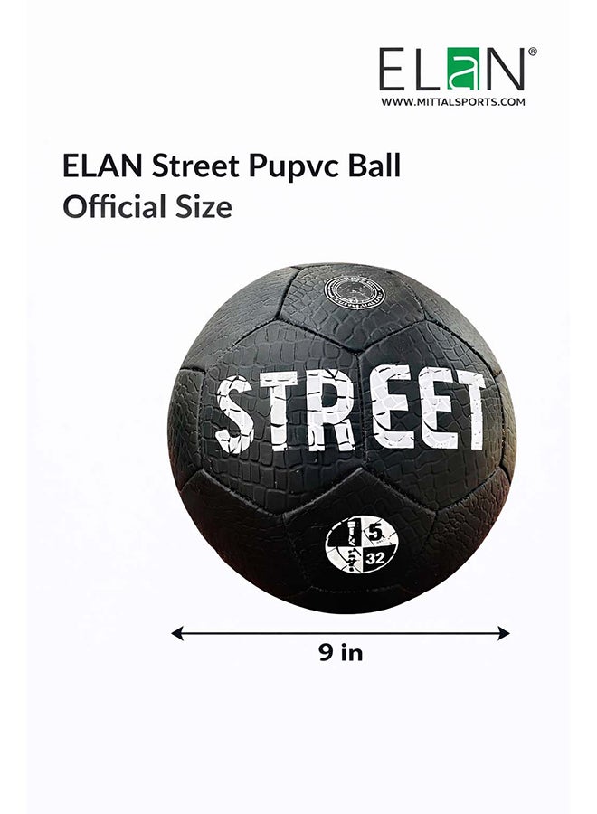 ELAN Street Hero / Street Pup PVC Football, Official Size 5, High-Cladding Diamond Texture Surface, Machine Stitched All-Weather Soccer Ball - Image 3
