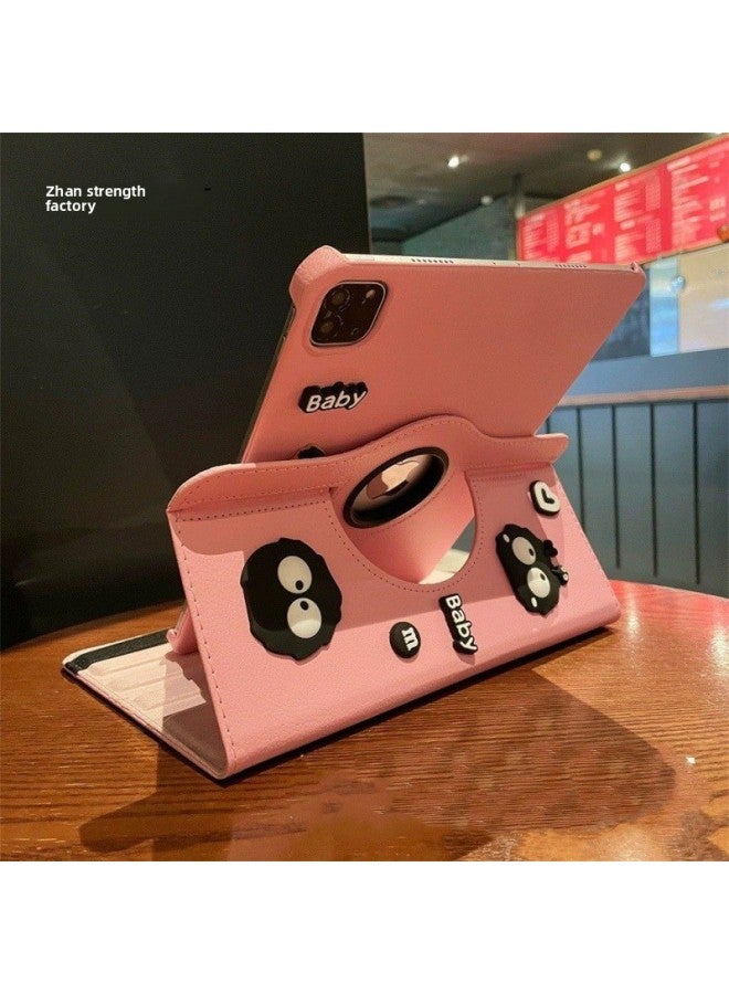 Cartoon Black Coal Ball Generation Protective Cover.//Degree Rotating Leather Cover For Apple-Color:360 Rotating Leather Case Sky Blue + Black Briquettes Diy-Applicable Model:Ipad Pro2018( 11inch ) - Image 4