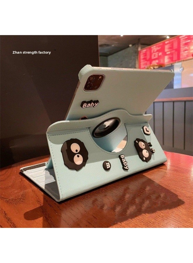 Cartoon Black Coal Ball Generation Protective Cover.//Degree Rotating Leather Cover For Apple-Color:360 Rotating Leather Case Sky Blue + Black Briquettes Diy-Applicable Model:Ipad Pro2018( 11inch ) - Image 5