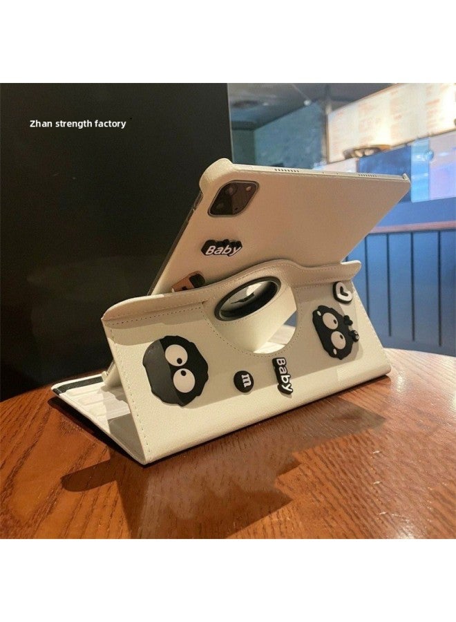 Cartoon Black Coal Ball Generation Protective Cover.//Degree Rotating Leather Cover For Apple-Color:360 Rotating Leather Case Sky Blue + Black Briquettes Diy-Applicable Model:Ipad Pro2018( 11inch ) - Image 2