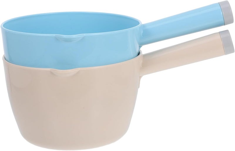 GALPADA 2pcs Plastic Water Ladle Set Small Blue and Beige Kitchen Water Scoop for Home Use for Cooking - Image 1