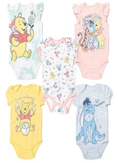 Disney Disney Tigger Winnie the Pooh Eeyore Newborn Baby Girls 5 Pack Cuddly Bodysuits Multi Newborn  - Image 1