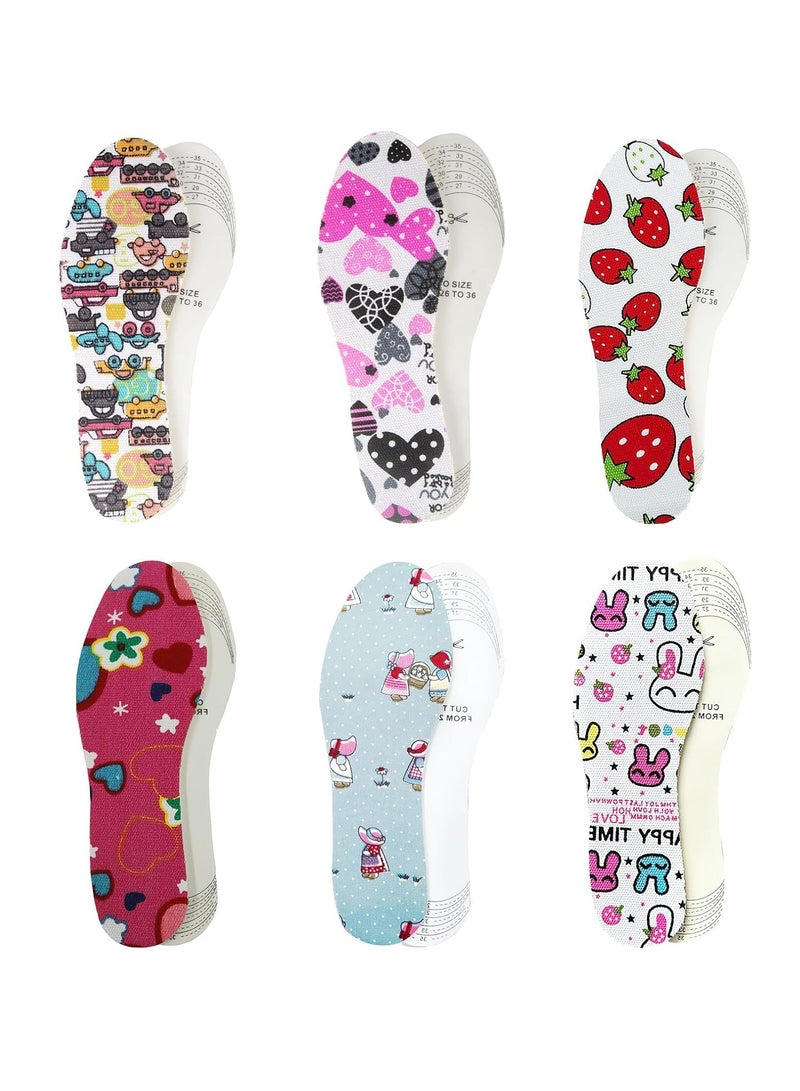 أوزيغالور 6 زوجًا من الأصابع القابلة للغسل للأطفال، داخلات أحذية لطيفة للأطفال الصغار للاستبدال اليومي - Image 1