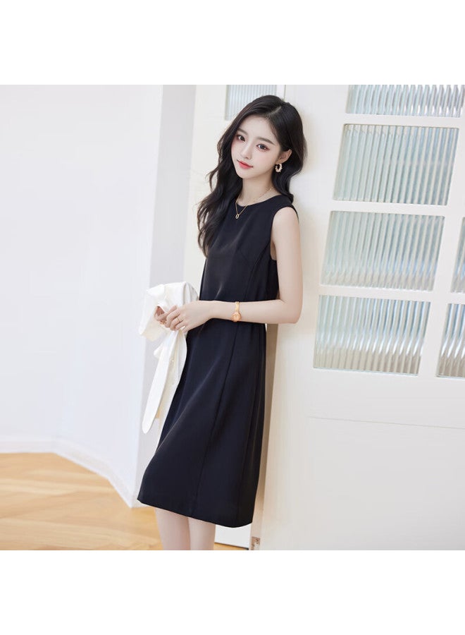 Teluoman Summer Suit Vest Dress Sleeveless Simple Medium And Long Slim Fit Basic Commuting A-line Dress - Image 1