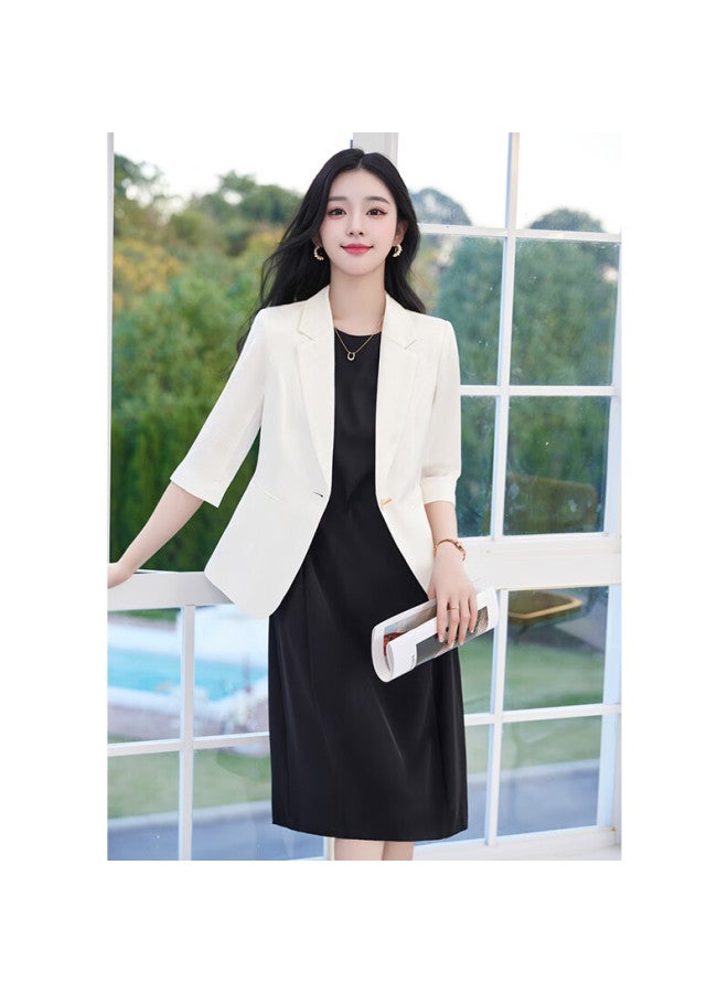 Teluoman Summer Suit Vest Dress Sleeveless Simple Medium And Long Slim Fit Basic Commuting A-line Dress - Image 2