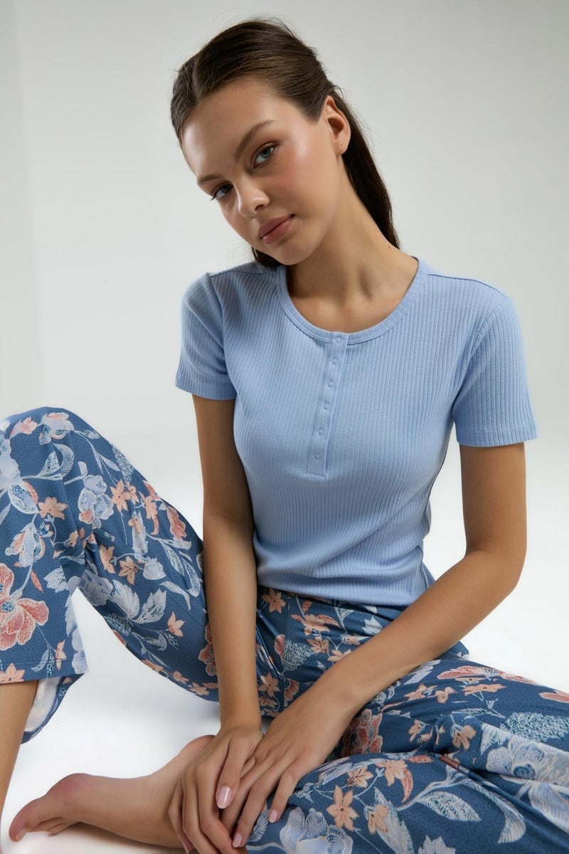 Arnetta Top Camisole Bottom Woven Fabric Women's Pajama Set, Pocket Detail - Image 1