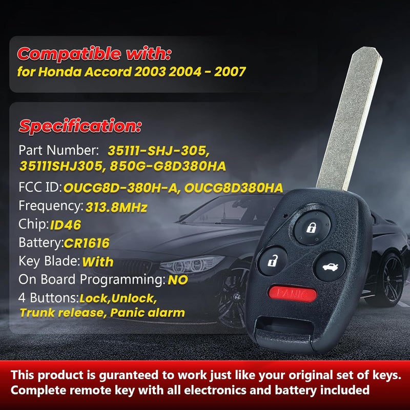 Aichiyu Key Fob Replacement for Honda Accord - Image 3