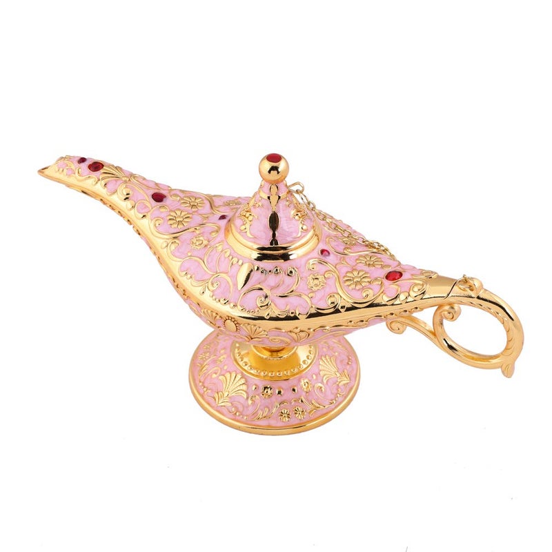 Gusnilo Gusnilo Vintage Aladdin Magic Lamp Genie Collectors Edition Wedding Table DecorationCollectable Rare Classic Arabian Props Aladdin Pot  Delicate Gift for PartyBirthdayPink 