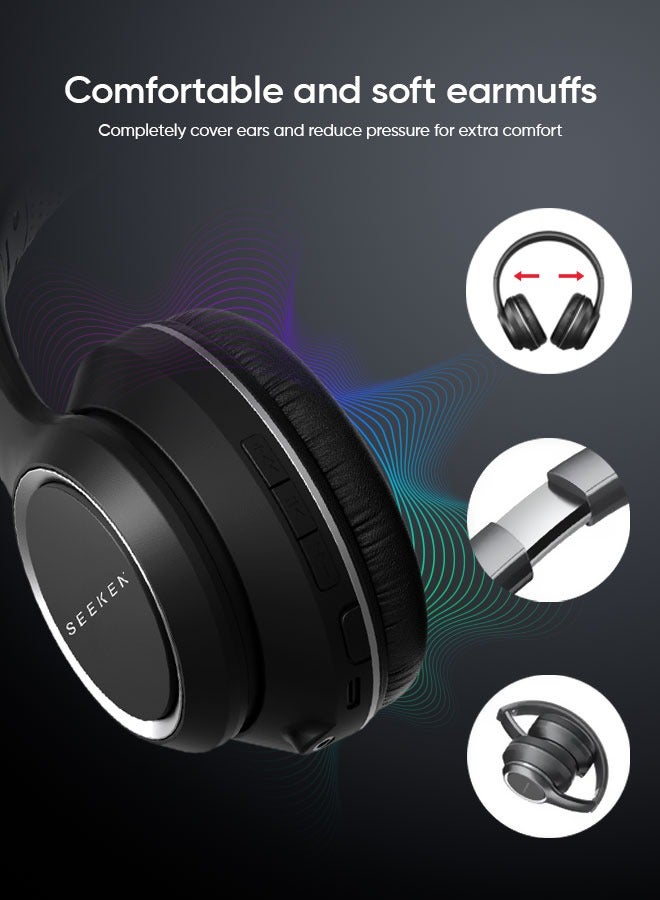 SEEKEN Soundbreeze DEW Noise Isolation Headphones - Black | 5H Playtime | Campatible with Iphone, Samsung | Noise-Cancelling | Long Battery Life | Sweat-Resistant | Premium Design | High-Quality. - Image 2