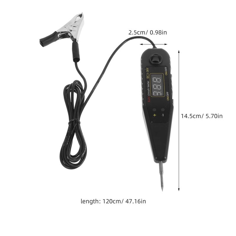 قلم اختبار كهربائي للسيارات مزود بشاشة LED من FUOYLOO، يحتوي على مؤشر للجهد وأداة للعثور على قواطع الدوائر، ومناسب لتشخيص أنظمة الكهرباء في السيارات واختبار الطاقة. - Image 2