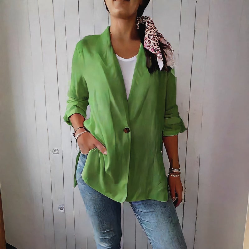 Casual Notch Lapel Single Button Cotton Linen Blazer Jacket - Image 2