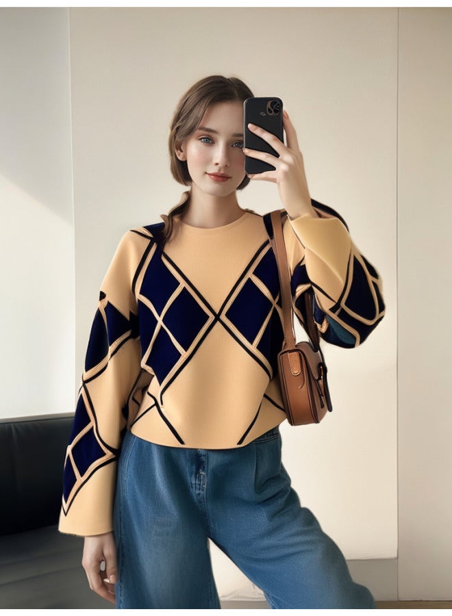 Leyuan Autumn Winter New Lazy Style Round Neck High-end Loose Sweater Women's Knitted Top - Image 1