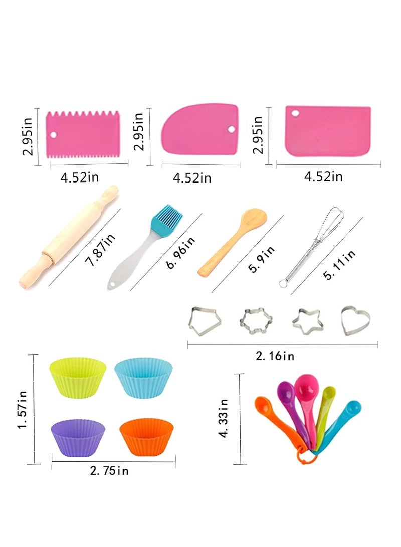 GUDOO 20Pcs Kids Cooking and Baking Set Kids Chef Role Play Costume Set Includes Cake Apron Chef Hat Cooking Mitt Utensils Cupcake Molds Dress up Cooking Toy Set for Girls  - Image 2