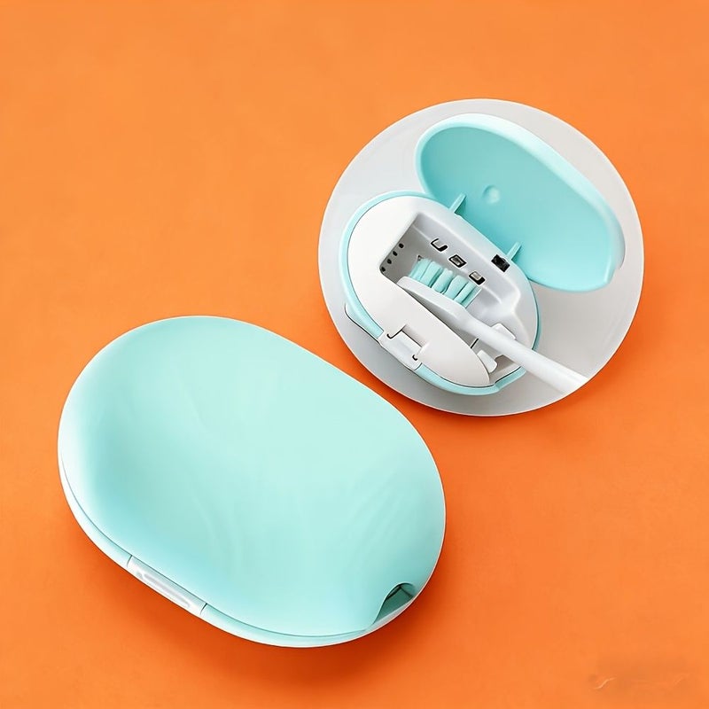 White Portable Wall Mountable Toothbrush Holder USB Rechargeable Sterilizer Stand With Cleaning Function For Home And Travel - Image 5