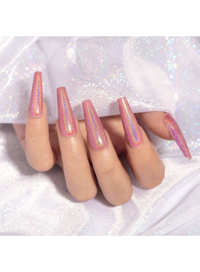 RARJSM Holographic Nail Polish Rose Gold Gel Nail Polish with Mermaid Unicorn Effect Glitter Gel Nail Polish RAR73 Suitable for Spring Summer - Image 5
