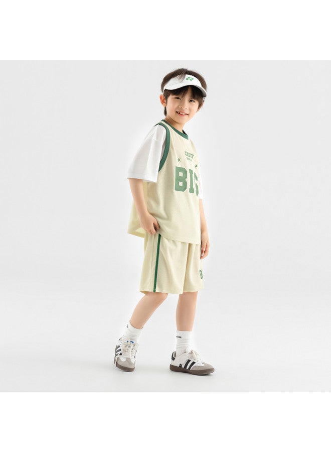 Basketball Jersey Summer Short Sleeve Shorts Fashion Two-piece Look Color Block Breathable Mesh Sports Set Trendy - Image 2