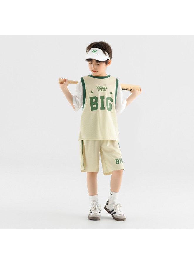 Basketball Jersey Summer Short Sleeve Shorts Fashion Two-piece Look Color Block Breathable Mesh Sports Set Trendy - Image 5