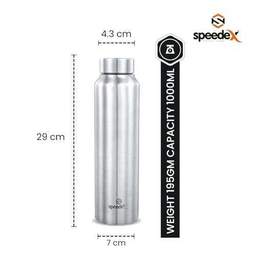 Speedex BIS Certified Stainless Steel Sports/Fridge Water Bottle 1 Ltr with Screw Cap - 1000ml | For Home, Office, Gym, Men, Womens, Kids - Silver Colour - Set Of 1 - Image 2