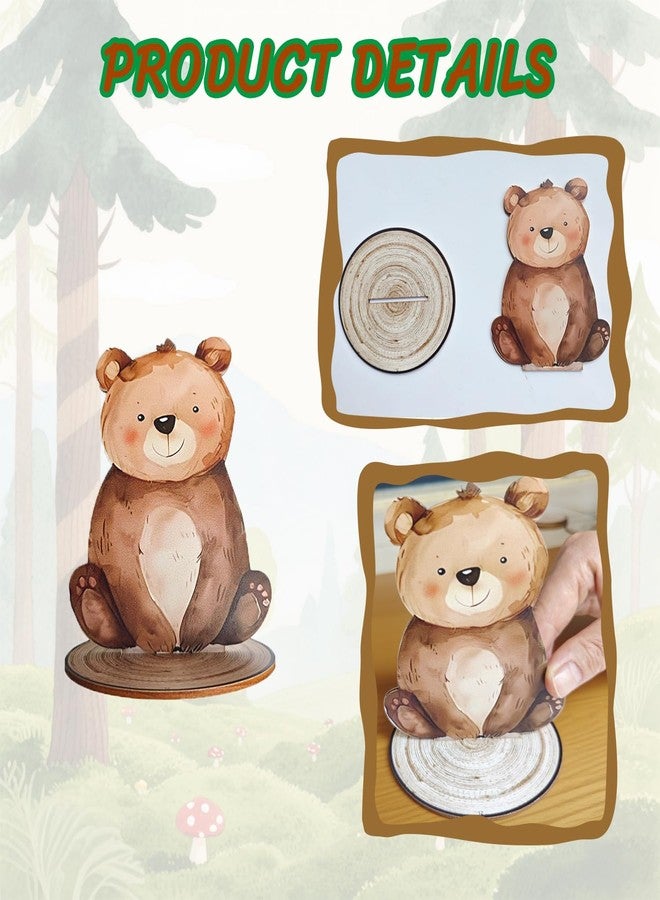 Toosunny 12Pcs Woodland Animal Figurines and Wooden Table Signs Enchanted Forest Decor Rustic Tiered Tray Centerpieces for Baby Shower Birthday Camp Party Supplies Cake and Tabletop Decoration (Forest Animal) - Image 4