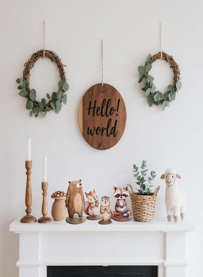 Toosunny 12Pcs Woodland Animal Figurines and Wooden Table Signs Enchanted Forest Decor Rustic Tiered Tray Centerpieces for Baby Shower Birthday Camp Party Supplies Cake and Tabletop Decoration (Forest Animal) - Image 5