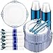 Hioasis 350pcs Clear Blue Plastic Plates Elegant Disposable Dinnerware Set Suitable for 50 Guests Include 1025 Dinner 75 Dessert Plates Pre Rolled Silverware Set Cups for Party Wedding - Image 1