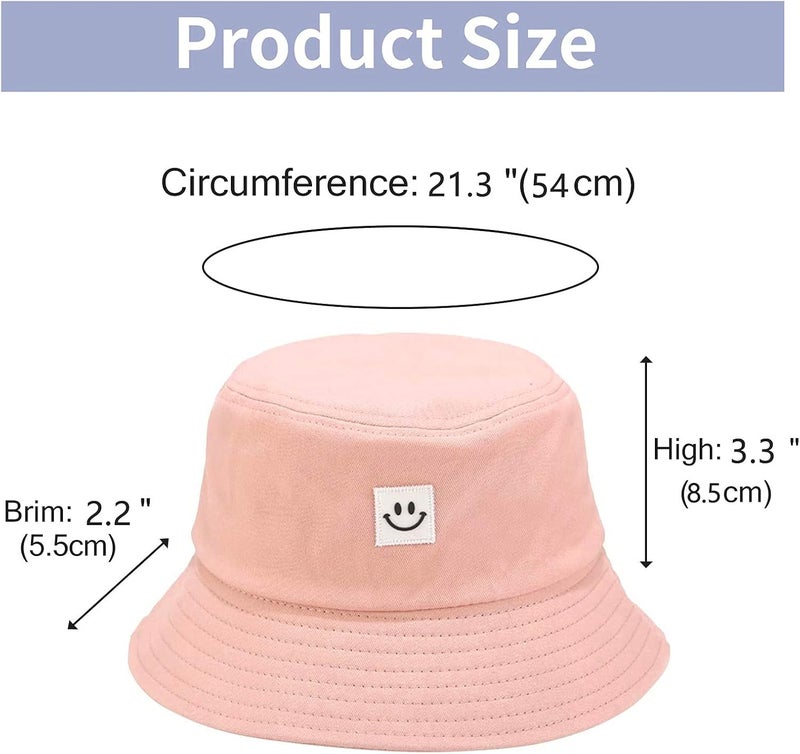 AJG Kids Sun Hat Smile Face Bucket Hat for Girls Boys Summer Sun Protection Cotton Unisex Beach Cap - Image 2