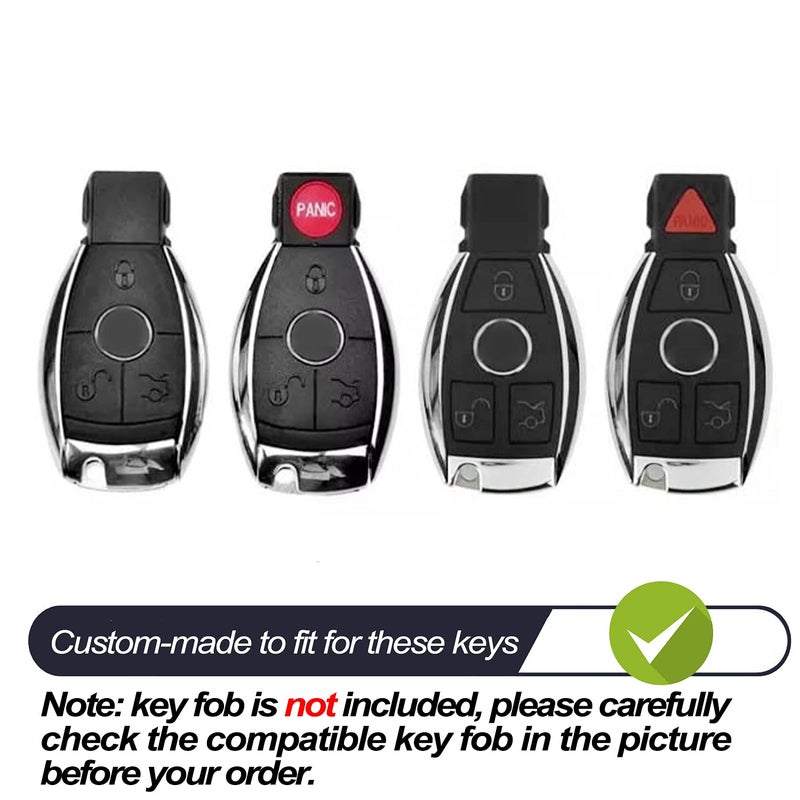 MECHCOS Compatible with Mercedes Benz C E S M CLS CLK G GL Class Smart 3 or 4 Buttons Leather Keyless Entry Remote Control Key Fob Cover Case Protector Accessories, Black - Image 2
