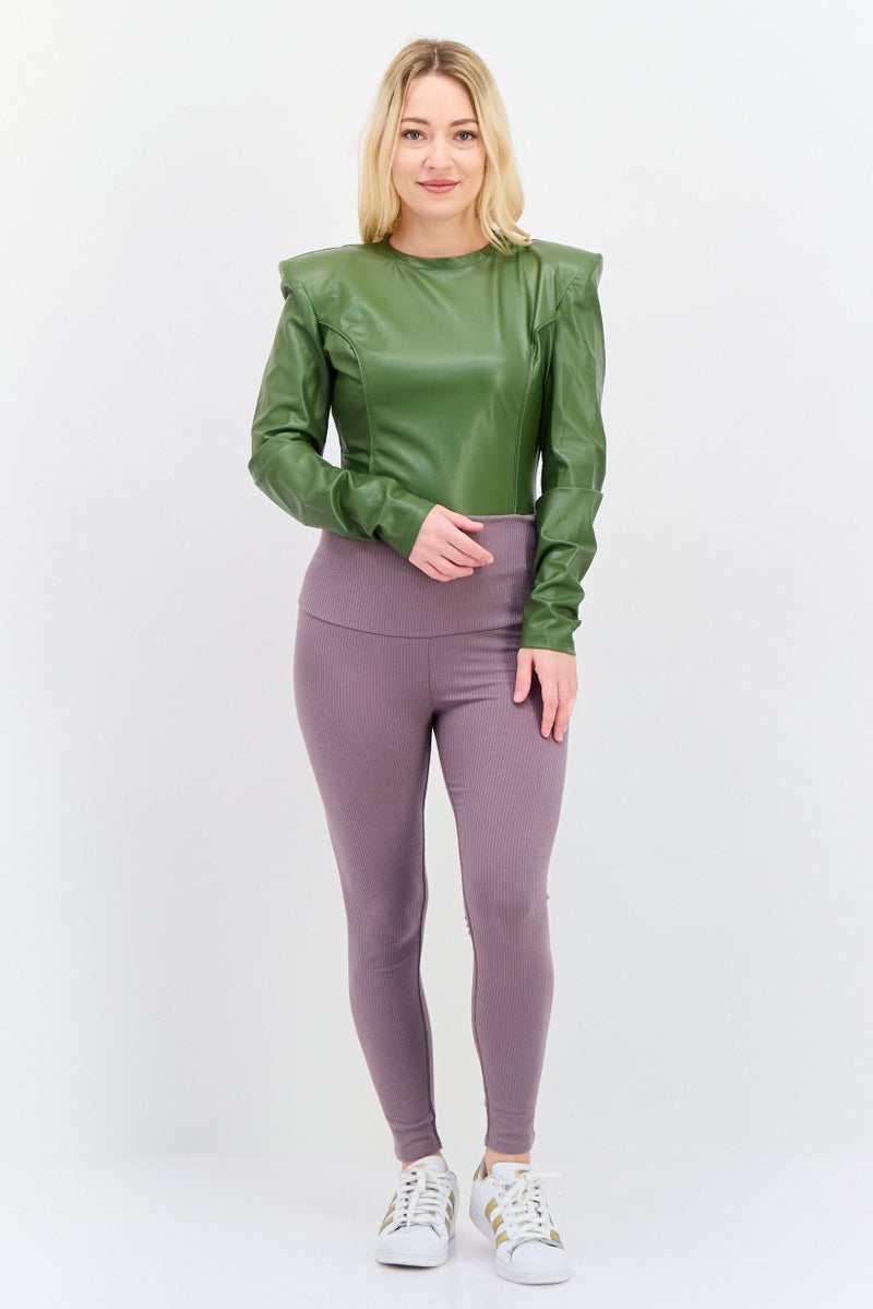 adidas Originals Adidas Originals x Ivy Park Women Sportswear Fit Long Sleeve Solid Outdoor Bodysuits, Olive  - Image 4