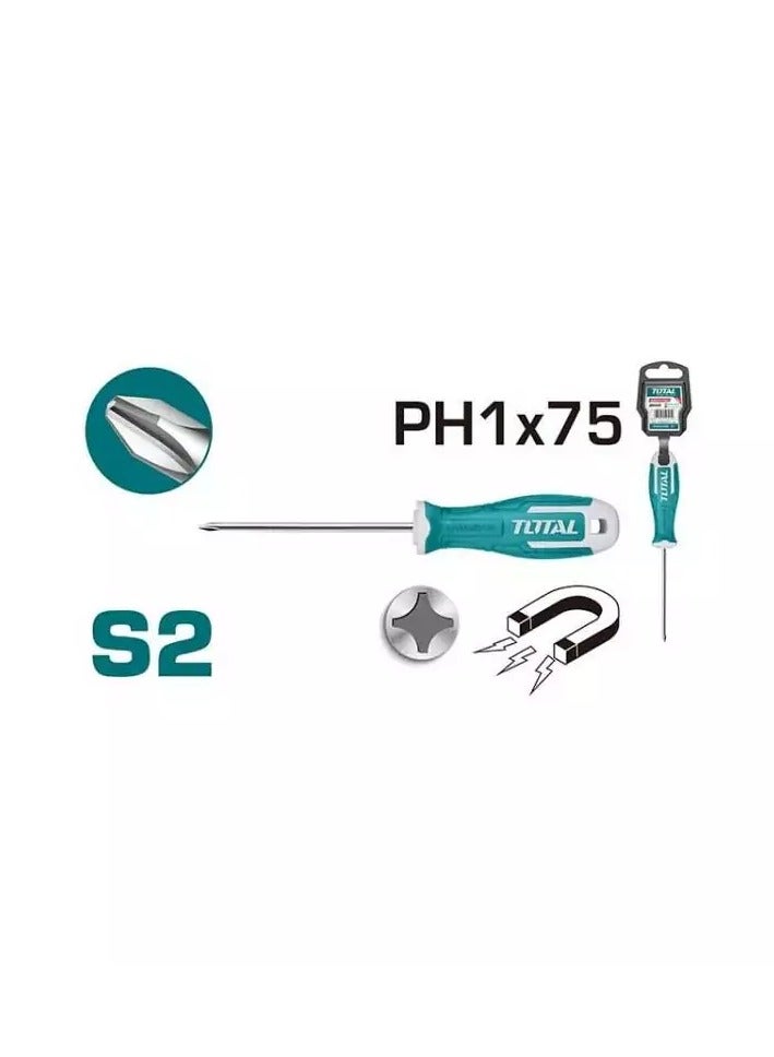 TOTAL Phillips Screw Driver PH1 x 75mm THT26PH1075 - Image 2