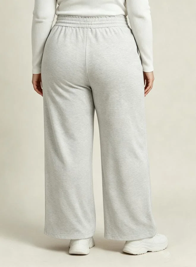 Take Two Plus Size Grey Solid Wide Leg Pants