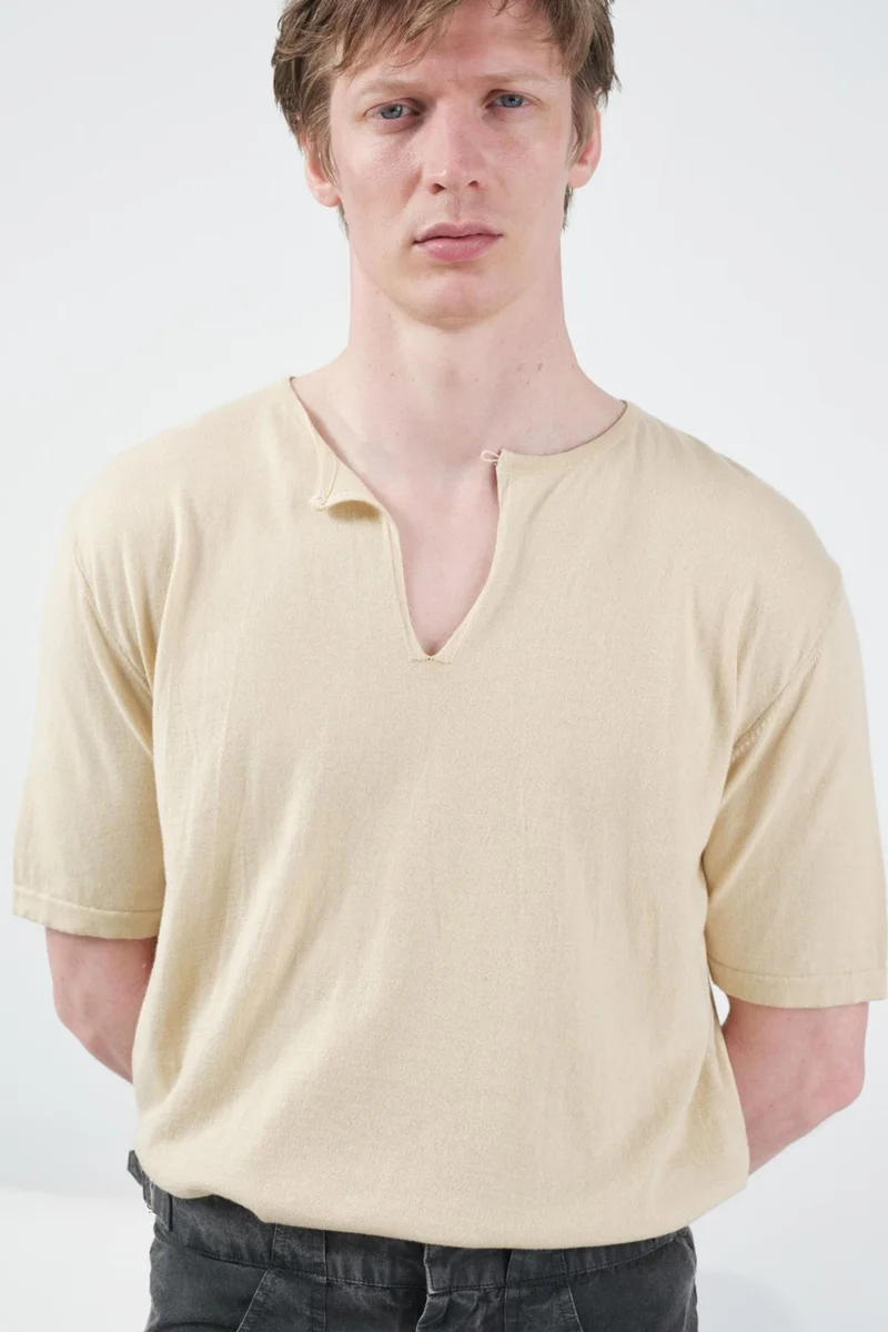 Giesto Beige Natural GIESTO Men's Crew Neck T-Shirt for Men | Best Price UAE