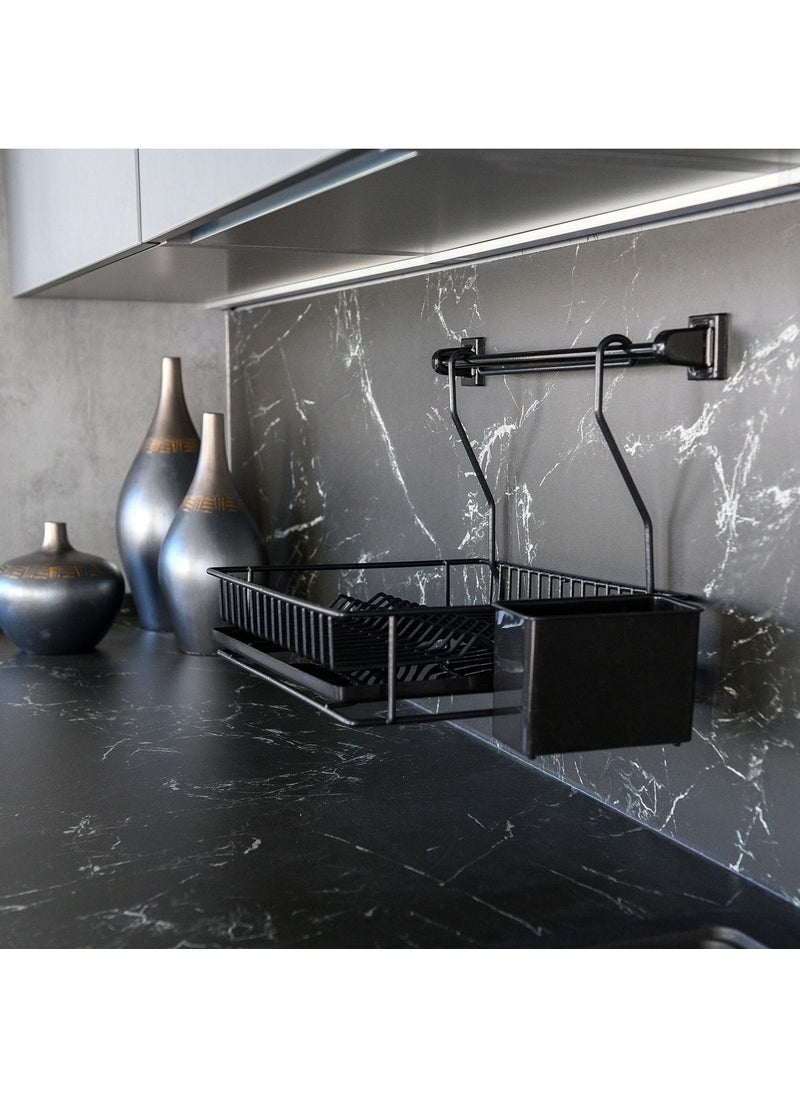 Tekno Trust - Black Lifetime Stainless Steel Hanging Dish Drainer Black Stainless Steel - Image 1