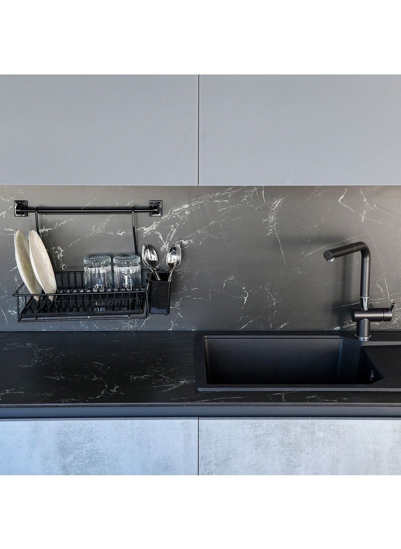 Tekno Trust - Black Lifetime Stainless Steel Hanging Dish Drainer Black Stainless Steel - Image 1