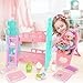 deAO Baby Doll Bunk Bed Crib High ChairDoll Furnitures Accessories Bed Doll Crib for Twin Dolls fits 12 13 14 Inch - Image 4